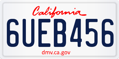 CA license plate 6UEB456