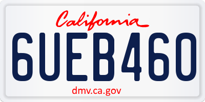CA license plate 6UEB460