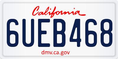CA license plate 6UEB468
