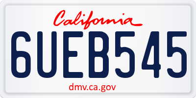 CA license plate 6UEB545