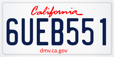 CA license plate 6UEB551