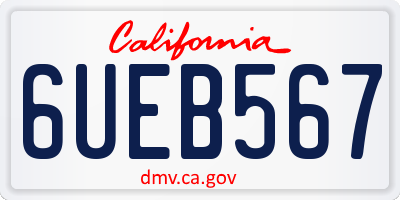 CA license plate 6UEB567