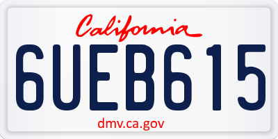 CA license plate 6UEB615