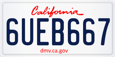 CA license plate 6UEB667