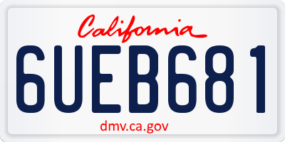 CA license plate 6UEB681