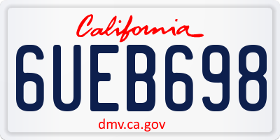 CA license plate 6UEB698