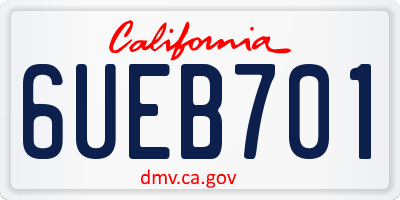 CA license plate 6UEB701