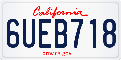 CA license plate 6UEB718