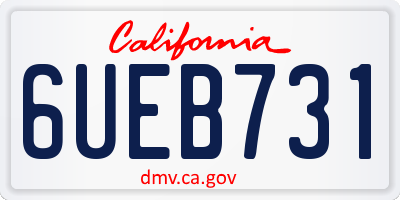 CA license plate 6UEB731
