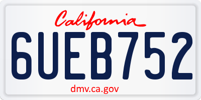 CA license plate 6UEB752