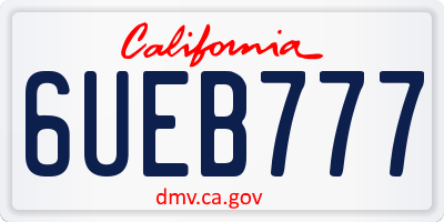 CA license plate 6UEB777