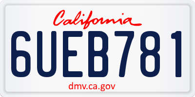 CA license plate 6UEB781