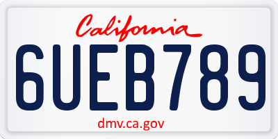 CA license plate 6UEB789