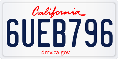CA license plate 6UEB796