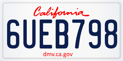 CA license plate 6UEB798
