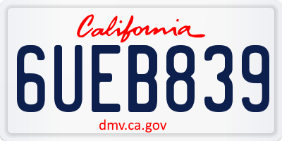 CA license plate 6UEB839