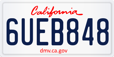 CA license plate 6UEB848