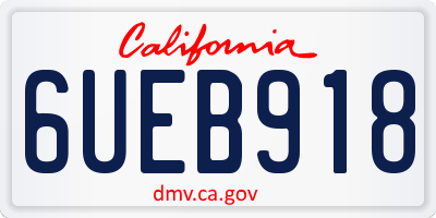 CA license plate 6UEB918