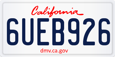 CA license plate 6UEB926