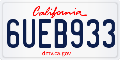 CA license plate 6UEB933