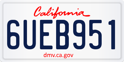 CA license plate 6UEB951