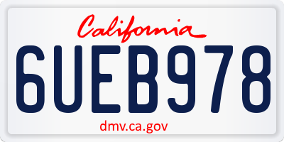 CA license plate 6UEB978