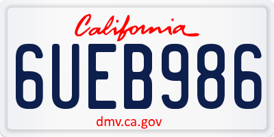 CA license plate 6UEB986