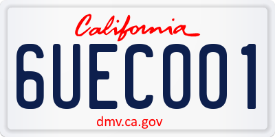 CA license plate 6UEC001