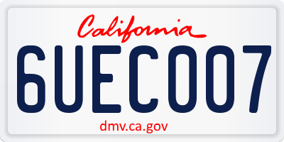 CA license plate 6UEC007