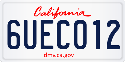 CA license plate 6UEC012