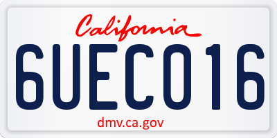 CA license plate 6UEC016