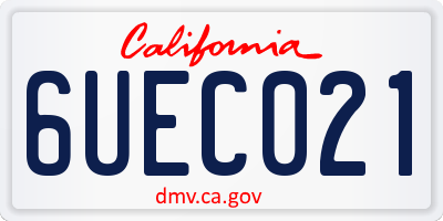 CA license plate 6UEC021