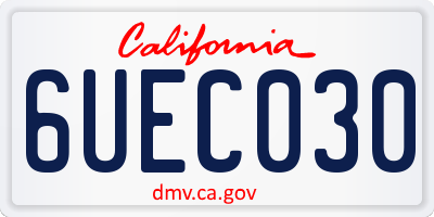 CA license plate 6UEC030
