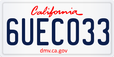 CA license plate 6UEC033