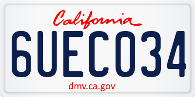 CA license plate 6UEC034