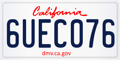 CA license plate 6UEC076
