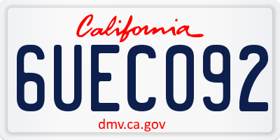 CA license plate 6UEC092