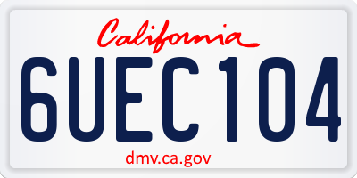 CA license plate 6UEC104