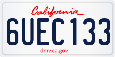 CA license plate 6UEC133