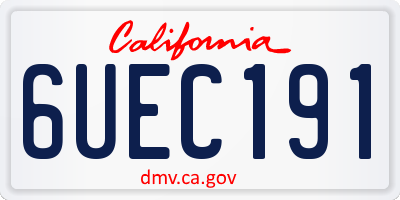 CA license plate 6UEC191