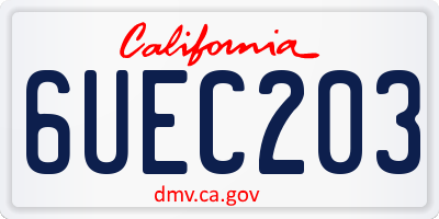 CA license plate 6UEC203