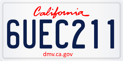 CA license plate 6UEC211