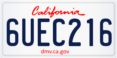 CA license plate 6UEC216