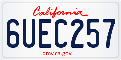 CA license plate 6UEC257
