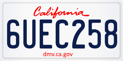 CA license plate 6UEC258