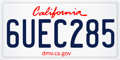 CA license plate 6UEC285