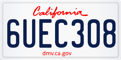 CA license plate 6UEC308