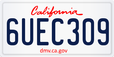 CA license plate 6UEC309