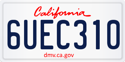 CA license plate 6UEC310