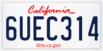 CA license plate 6UEC314